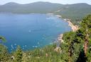 Expansive view down over Tahoes north shore.